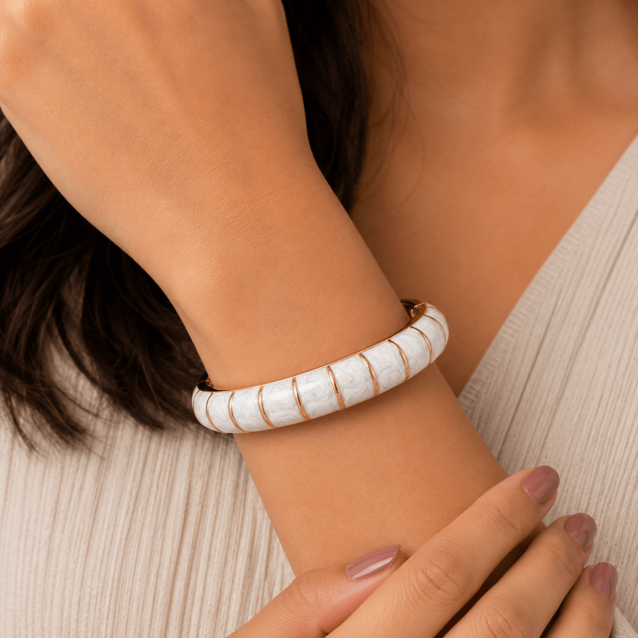 Luna Halo Demi-Fine Bangle — view 5