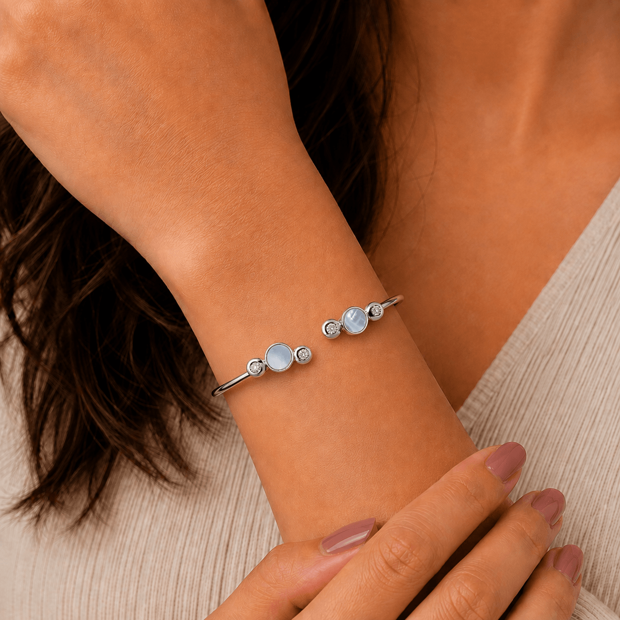 Pearl Whisper 925 Sterling Silver Bangle — view 5
