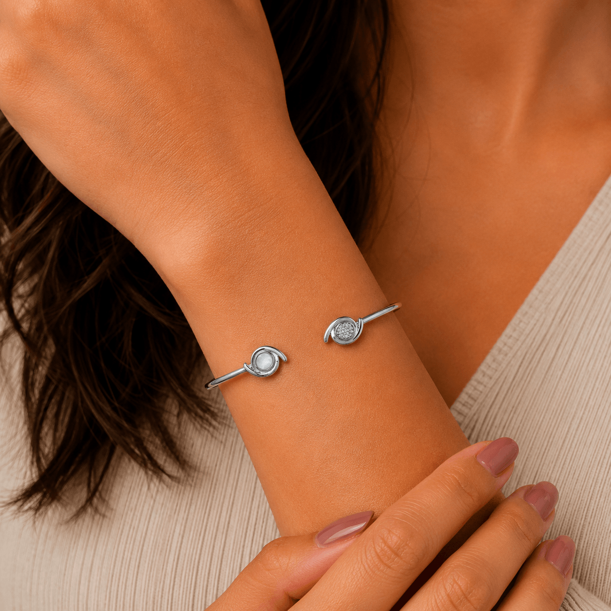 Heartline 925 Sterling Silver Bangle — view 5
